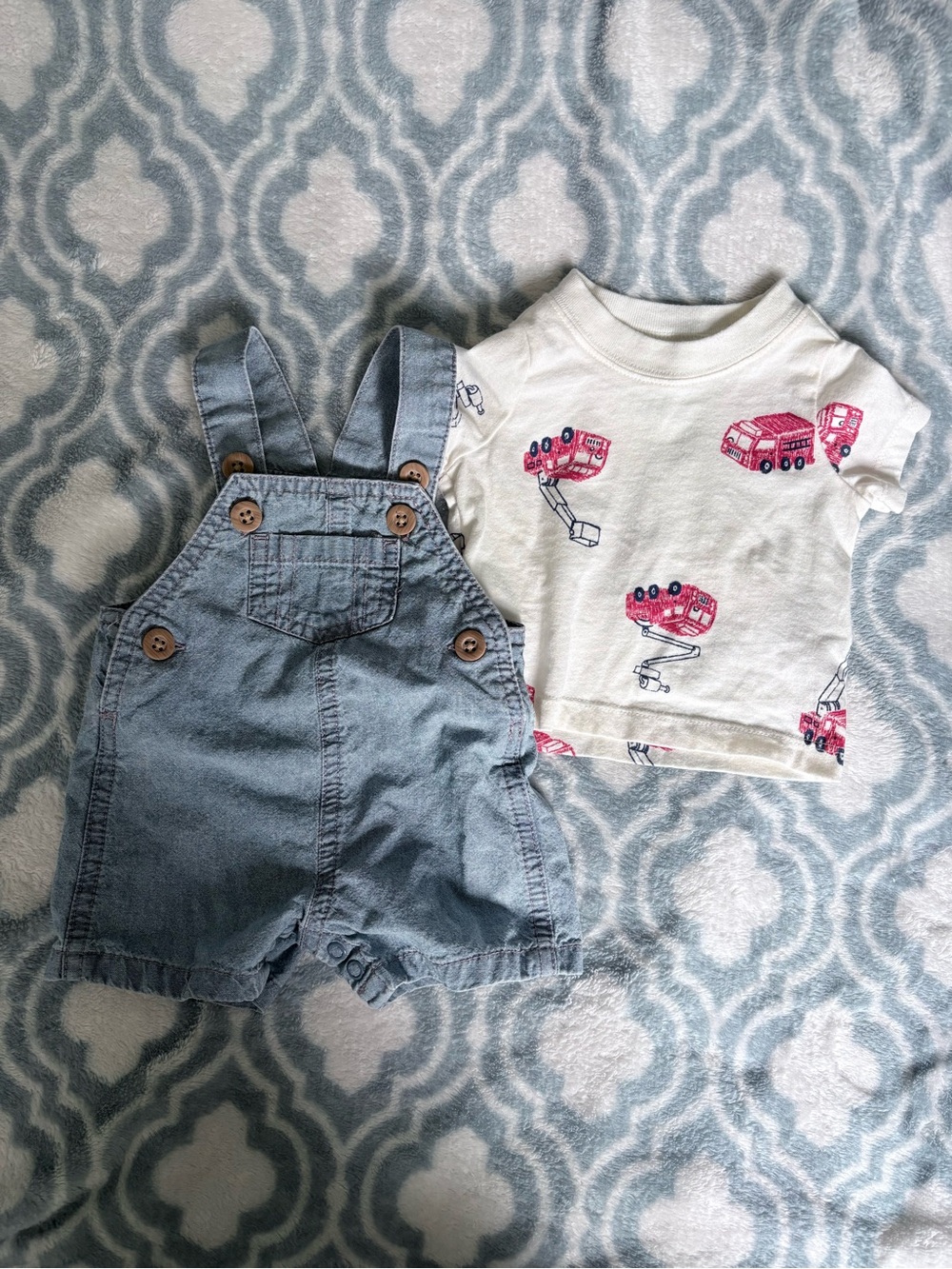 Carter’s Firetruck Shirt & Overalls Size Newborn